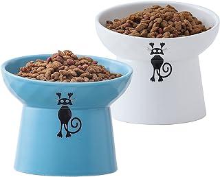 Ceramic Raised Cat Bowls, Tilted Elevated Food water bowl