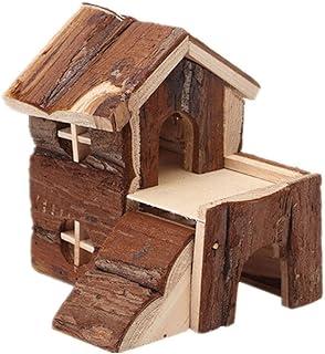 emours Natural Hamster Hideout Wooden Hut Play House