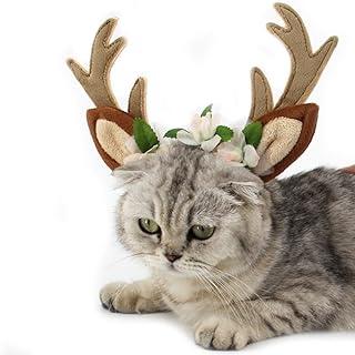 FLAdorepet – Elk Antler Reindeer Hat Cap Dog Cat Pet Christmas Costume Outfits
