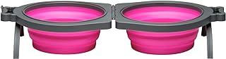 Bella Roma Travel Bowl Double Diner for Dogs, Pink (Pack of 1)