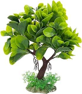 9.5inch Tall Plastic Artificial Plant Goldfish Hides Tiny Tree (Green)