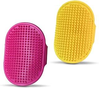 2Pcs Pet Bath Brush, Rubber Dog Comb with Adjustable Ring Handle for Long Short Haired pet