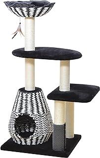 PetPals Cat Tree Royal 3 Level Jet Black and Porcelain White with Toy