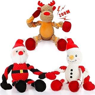 Senneny 3 Pack Dog Christmas toys Santa, Reindeer and Snowman