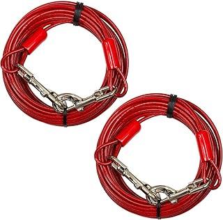 Pet Tie Out Cable for Dogs Up to 125 Pound, 30 Feet Red Color (Set of 2)