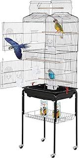 Best Pet Bird Cage 64-inch Open Top Standing Medium Small Parrot Parakeet with Rolling Stand