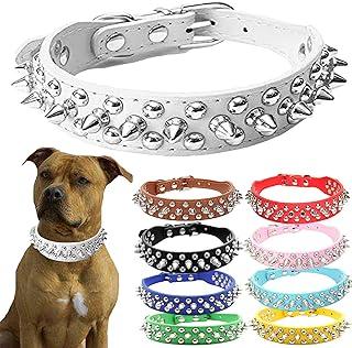 DOGGYZSTYLE Spiked Studded Rivet Leather Dog Collar for Cats Puppy Small Medium