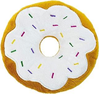 6 Inch Plush Pet Toy Sprinkled Vanilla Donut with Squeaker Dog Chew