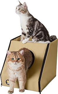 Foldable Warm Cat Condo Kitten Shelter for Kitty with Cushioned Pad