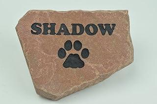 GraphicRocks Personalized Red Pet Memorial Stone Headstone Grave Marker Dog or Cat with Paw Print