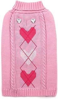 KYEESE Valentine’s Day Dog Sweaters Pink Pullover Knitwear with Leash Hole