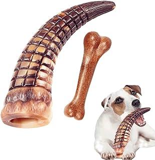 GREMBEB Dog Toys for Aggressive Chewer, Tough Durable Nylon Puppy Cheek Bone with Beef Flavored