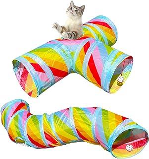 GONPETGP Cat Tunnel Large 2 in 1 with Play Ball S-Shape 3 Way Colorful Collapsible Interactive Pet Tube