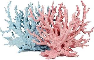 kathson aquarium coral decor pink and blue Fake Coral Ornaments Artificial Plants Fish Tank Resin Decoration