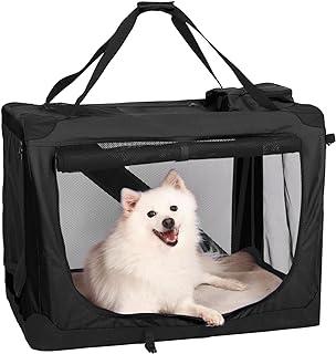 Dog Crate with Straps and Mat Black