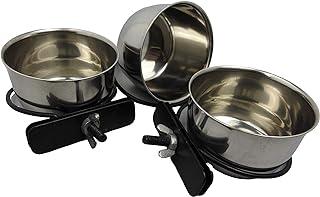 Stainless Steel Clamp Style Hanging Pet Bowl/Cup for Food and Water (3 Pack)