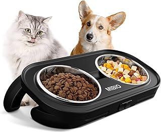 Elevated Raised Cat and Dog Bowl, Adjustable Slow Feeder FoodBowls with Stainless Steel