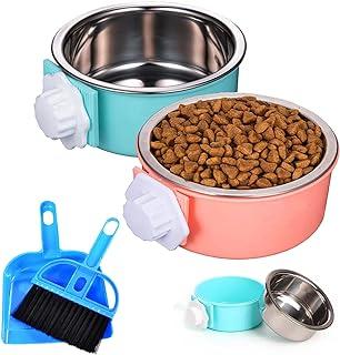 HercoCCI Crate Dog Bowl, Removable Stainless Steel Pet KennelCage Hanging food bowls and water feedr