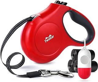 TwoEar Retractable Dog Leash with Dispenser and 60 Poop Bags
