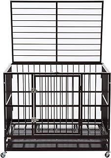 PANEY Heavy Duty 42″ Large Dog Crate Fodable Strong Metal Rolling Canine Playpen w/Wheels