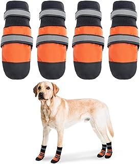 Anti-Slip Waterproof Dog Shoes for Hot Pavement Snow Rain with Reflective Strip
