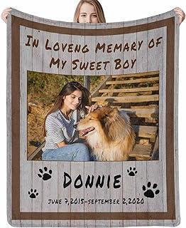 Dog Memorial Blanket Personalized with Pictures and Name