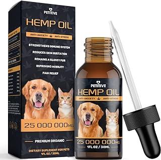 Petitive Hemp Oil for Dogs All Natural Anxiety Relief Rich in Omega 3, 6, Vitamin B and E