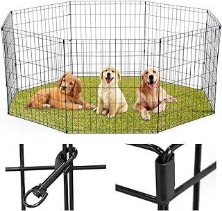 Puppy Playpen 8-Panels Dog Fence Outdoor Indoor 24″ Exercise Pen Foldable Metal Crate