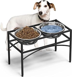 Elevated Dog Bowls with Stand, Stainless Steel Raised Pet Feeder (0.5 Height)