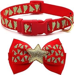 azuza Christmas Dog Collar with Bow tie
