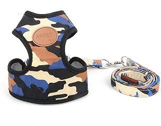 Small Dog Cat Mesh Harness & Lead No Escape Adjustable Padded Military Camo Blue