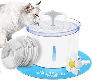 Cat Water Fountain, 2.5L LED Automatic Pet Drinker with 4 Filters and 2 Spouts & 1 Silicone Mat