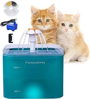 Fantasytorey Cat Water Fountain with LED Light Color Transparency