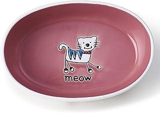PetRageous Silly Kitty Oval Dishwasher Safe Stoneware Cat Bowl