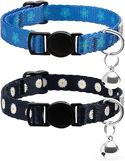 Cat Collar with Bell Floral Pattern 2 Pack Set