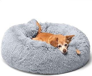 MIEMIE Round Fluffy Plush Calming Dog Bed