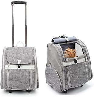 LOLLIMEOW Pet Rolling Carrier, Dog Backpack with Wheels