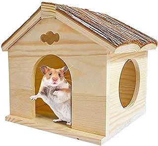 Hamiledyi hamster wooden house, Natural Handcrafted Small Animal Hideout Hut Chew Cage For Guinea Pig Chinchilla Rat Mouse