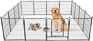 Dog Fence 16 Panels 32″ H Pet Playpen Metal Outdoor Portable Camping RV