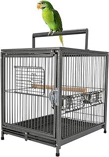 Portable Heavy Duty Travel Bird Parrot Carrier Cage Feeding Bowl