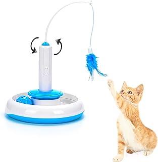 Vealind Electric Interactive Cat Toys for Indoor cats with 360 Degree Auto Rotating Feather & Ringing Bell Ball