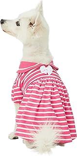 Blueberry Pet Sea Lover Rose Pink Striped Cotton Blend Dog Dress