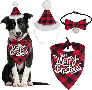 PTDECOR Christmas Bandana Hat Scarf Dog Triangle Bibs