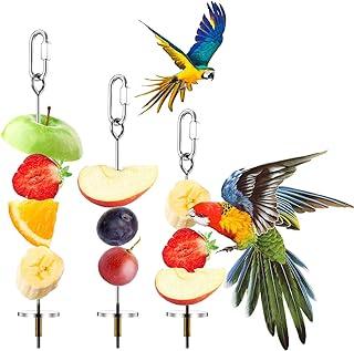 3PCS Bird Skewer Small Animal Fruit Vegetable Holder Foraging Hanging Feeder for Parrots