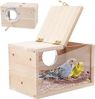 GINDOOR Parakeet Nesting Box Transparent Bird House for Cage