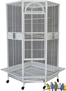 Wrought Iron Rolling Parrot Cage with Around Seed Guard