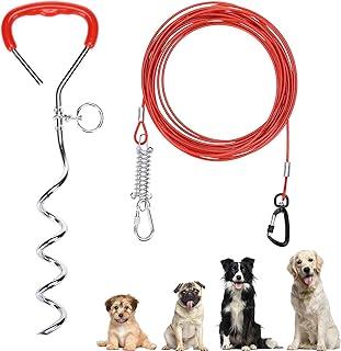 PUPTECK 40ft Dog Tie Out Cable & 16″ Stake