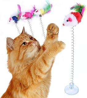 KABB 3 Pcs Cat Toy Spring Mouse Feather