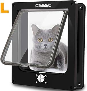 CEESC Large Cat Doors, Magnetic Pet Door with 4 – Way Rotary Lock
