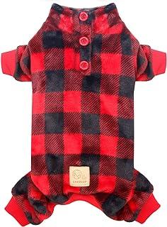 Dog Pajamas Buffalo Plaid Pjs Flannel Puppy Jumpsuit Thermal Warm Cold Weather
